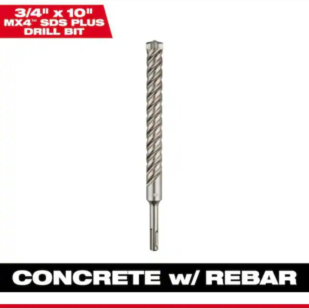 3/4 in. x 10 in. 4-Cutter SDS-Plus Carbide Drill Bit 3/4 in. x 10 in. 4-Cutter SDS-Plus Carbide Drill Bit